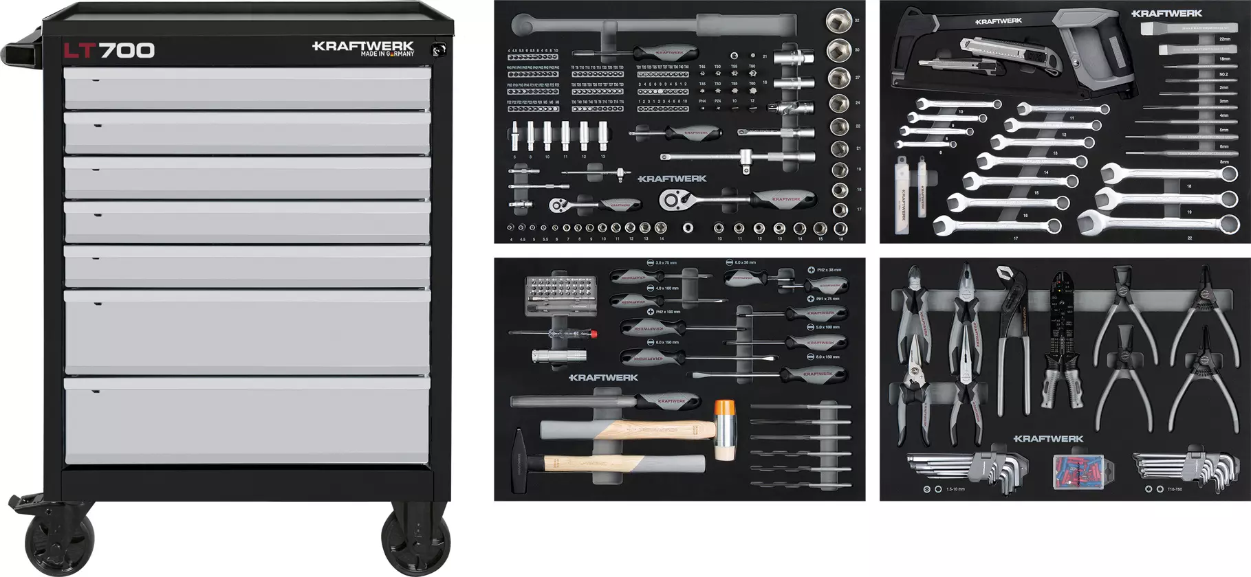 Servante d'atelier LT700 - 7 tiroirs avec assortiment 337 pièces - KRAFTWERK - 102.107.203