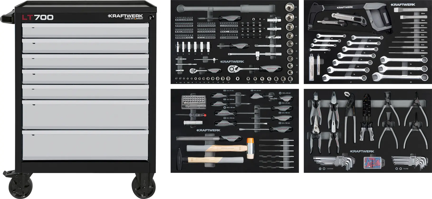 Servante d'atelier LT700 - 7 tiroirs avec assortiment 337 pièces - KRAFTWERK - 102.107.203