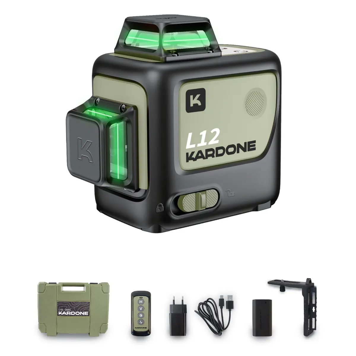 Niveau Laser L12-360G à Lignes vertes 360° + accessoires - KARDONE - L12-360G
