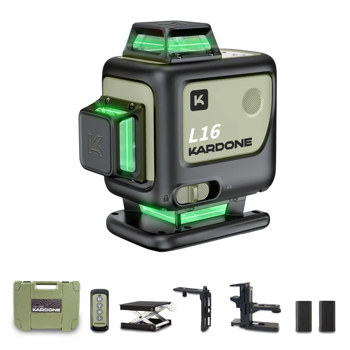 Niveau Laser L16-360G à Lignes vertes 360° + accessoires - KARDONE - L16-360G