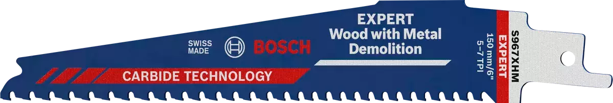 10 Lames de scie sabre Expert Carbure Démolition bois et métal S 967 XHM - 150 mm - BOSCH - 2608900397