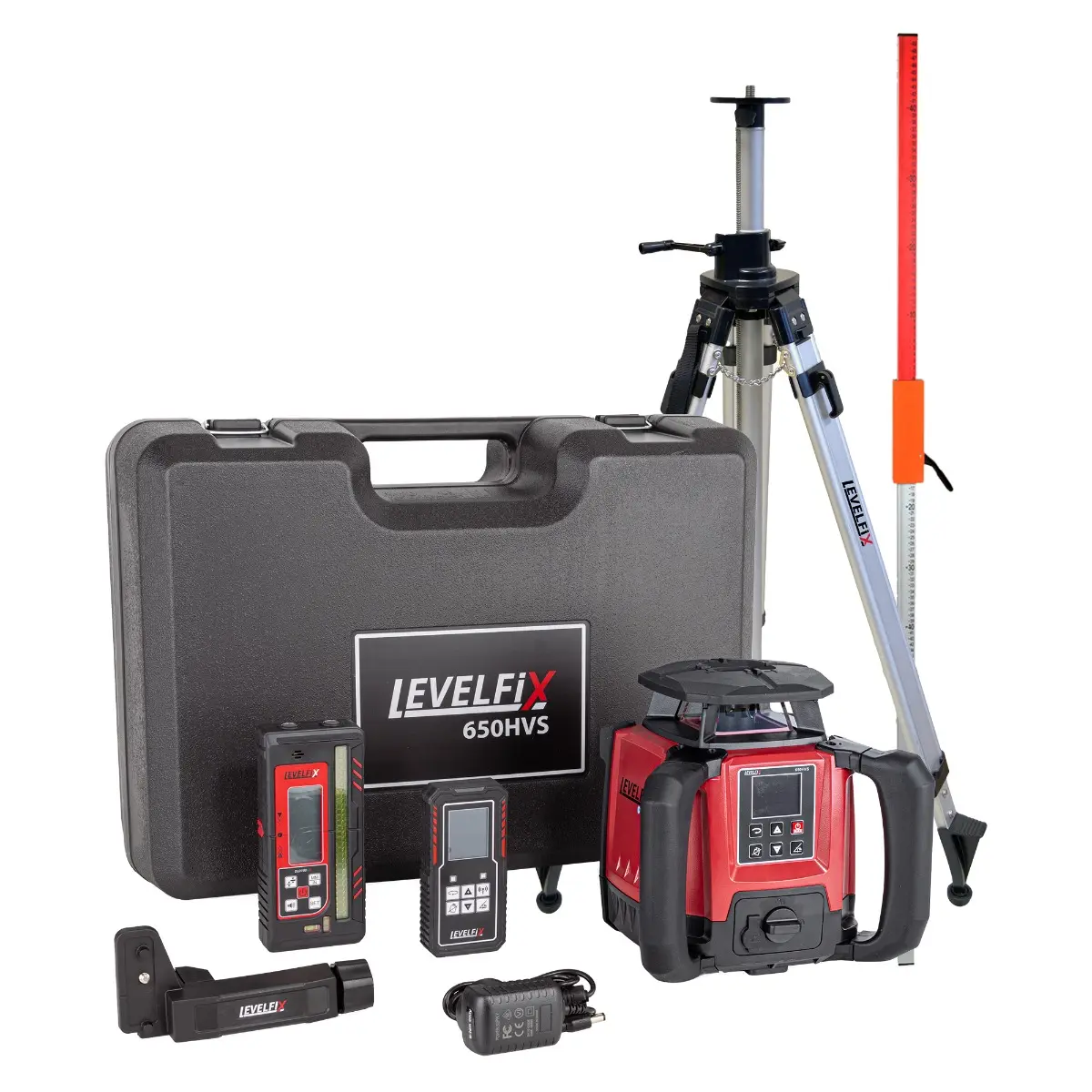 Laser rotatif Levelfix 650HVS multifonction rouge - Set 2 avec Trépied 2,7 m + Mire de mesure - NETIM - 554642