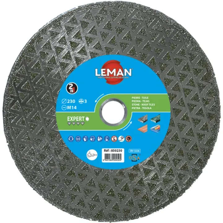 Disque diamant jante continue 230xM14 - hauteur 3 mm - multi matériaux - LEMAN - 850230