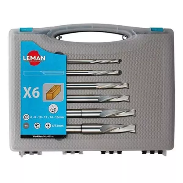 Coffret 6 bédanes à mortaiser, coupe hélico droite - LEMAN - 322.500.00