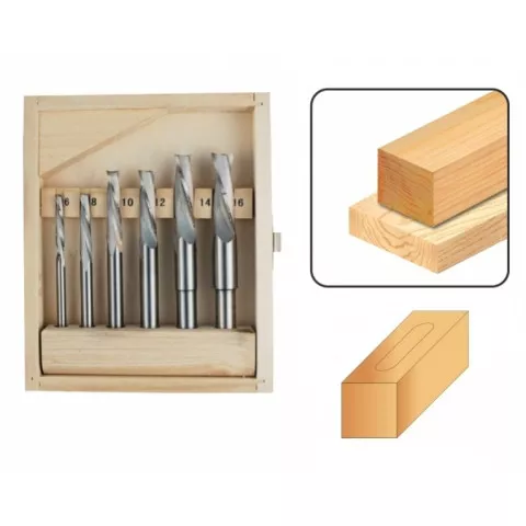 Coffret de 6 mèches à mortaiser acier coupe hélicoïdale / rotation gauche - LEMAN - 322.500.01 