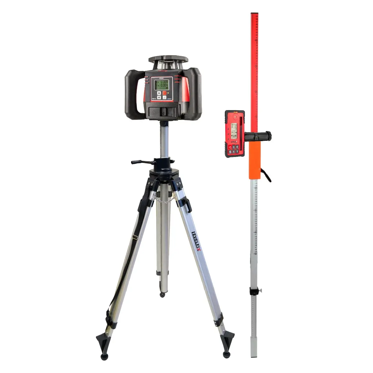 Levelfix 860HVS Laser digital rotatif double pente - SET 2 avec trépied pivotant 2,8 m et mire de mesure - NETIM - 554802