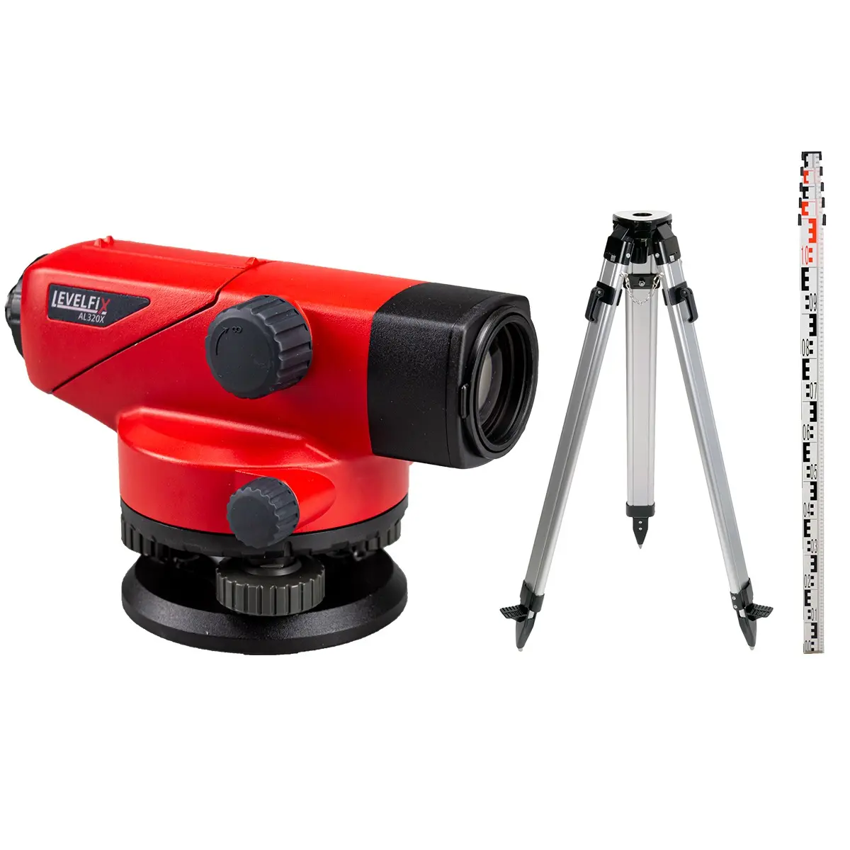 Levelfix AL320X Niveaux Automatique - Set avec Trépied à tête plate 1,8 m et Mire-E inclus - NETIM - 554322