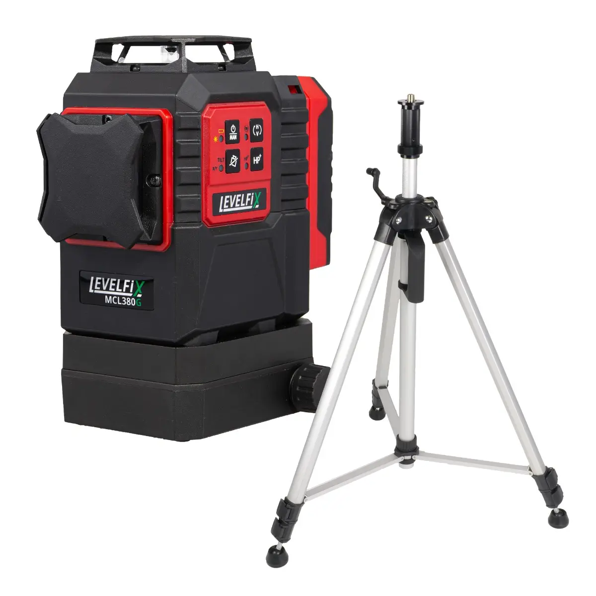 Levelfix MCL380G Laser multiligne motorisé, faisceau vert - Set avec trépied 1,5 m - NETIM - 563801