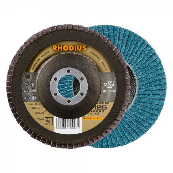 Disques à lamelles RHODIUS Inox LGZ F2 - Ø 125X22.23 - GR.80 - 209496