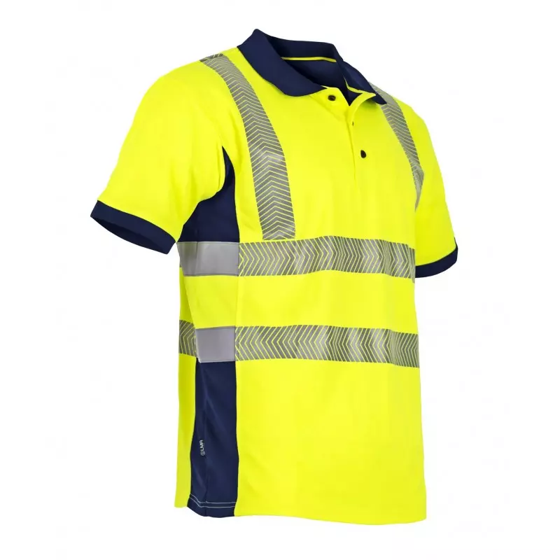 Polo manches courtes Vision haute visibilité, anti-UV - Jaune/Marine - T2 S - LMA - 9153