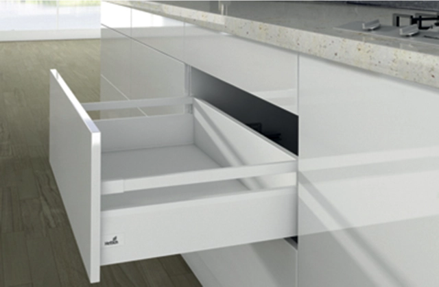 Casserolier Arcitech HETTICH - P.400 H.186/126mm - Blanc sans coulisse avec tringle - 9149339