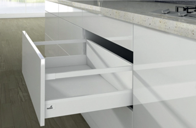 Casserolier Arcitech HETTICH - P.400 H.218/94 mm - Blanc sans coulisse avec tringle - 9149348