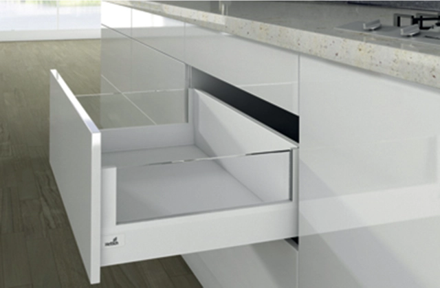Casserolier Arcitech Designside HETTICH - P.350 H.218/94mm - Blanc sans coulisse rehausse verre - 9149355