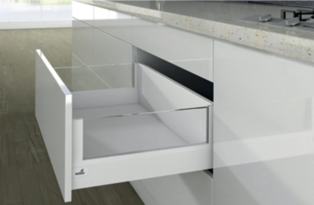 Casserolier Arcitech Designside HETTICH - P.400 H.218/94mm - Blanc sans coulisse rehausse verre - 9149356