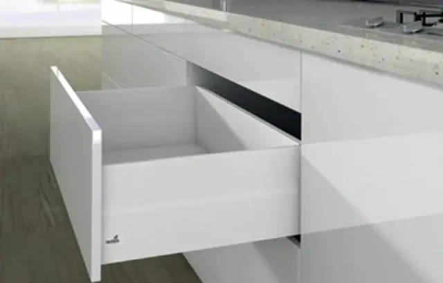 Casserolier Arcitech Topside HETTICH - P.450 H.218/126mm - blanc sans coulisse avec rehausse métal - 9149384