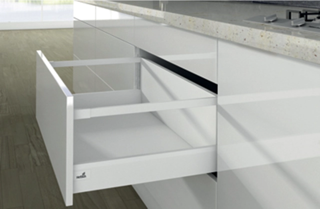 Casserolier Arcitech HETTICH - P.400 H.250/94mm - blanc sans coulisse avec tringle - 9149392