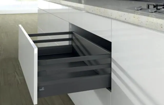 Casserolier Arcitech HETTICH - P.650 H.218/94mm - anthracite sans coulisse avec tringle - 9150575