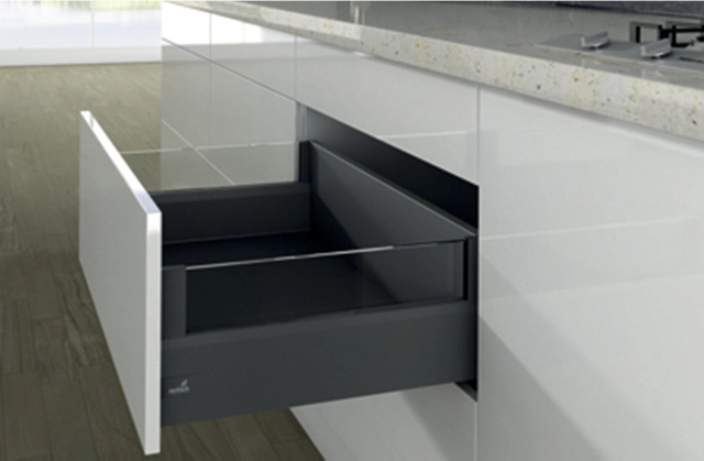 Casserolier Arcitech HETTICH - P.550 H.218/126mm - anthracite sans coulisse avec tringle - 9150830