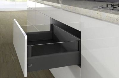 Casserolier Arcitech Designside HETTICH - P.550 H.218/126mm - anthracite sans coulisse avec rehausse verre - 9150848