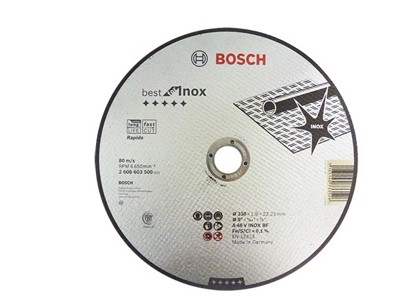 Disque BEST à tronçonner BOSCH à moyeu plat Spécial inox 230X1.9 MM - lot de 25 - 2608603500