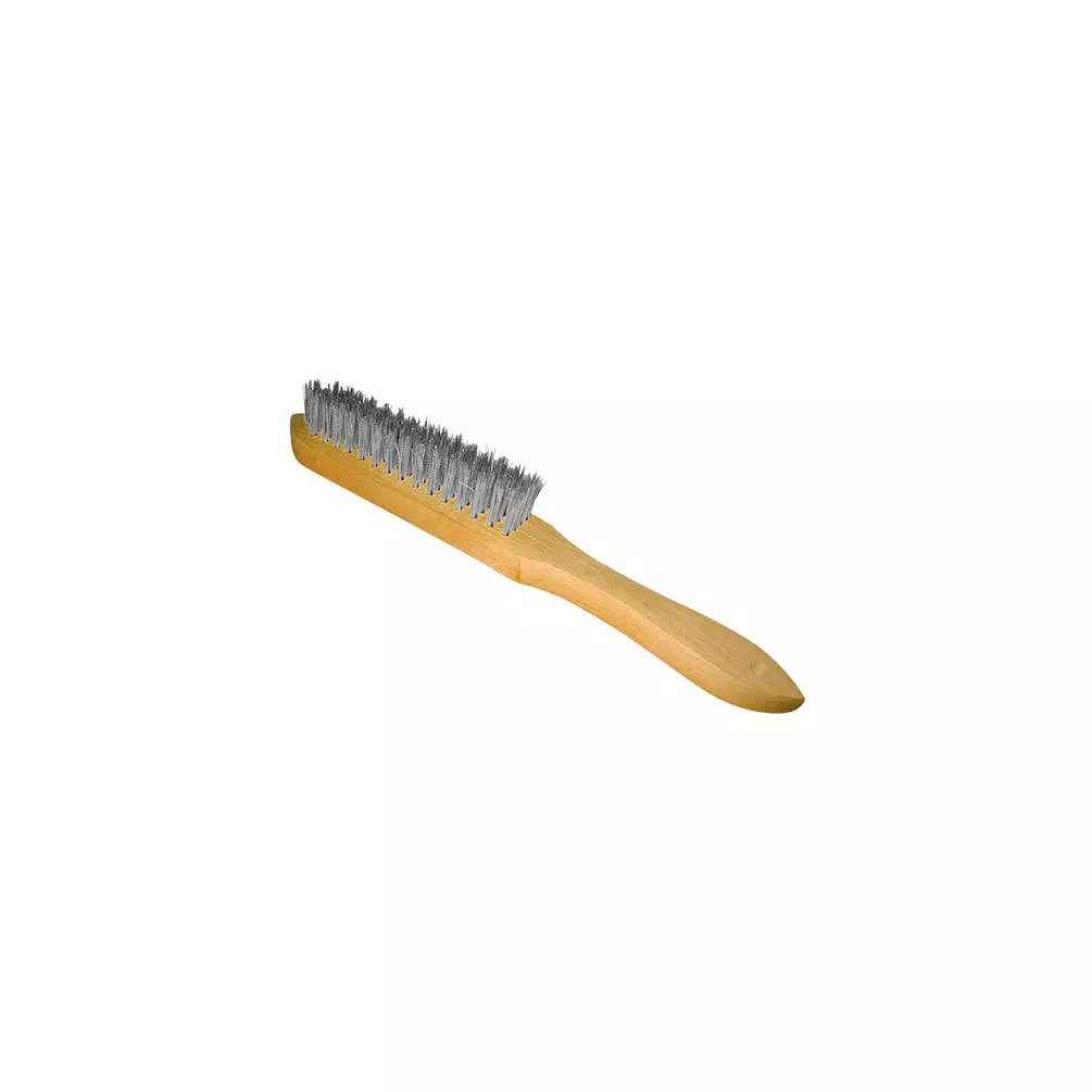 Brosse manuelle avec manche en bois fil inox 0.30 mm pour bois, métal et pierre - Décapage dur - LEMAN - 720.293