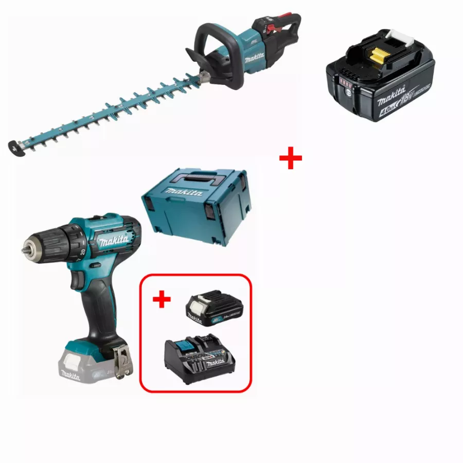 Taille-haie 18 V Li-Ion 60 cm - DUH602Z + Perceuse visseuse 12 V CXT Ø 10 mm + Batterie / Chargeur - DF333 + Batterie BL1840 Set 18V 4.0 Ah - 197265-4