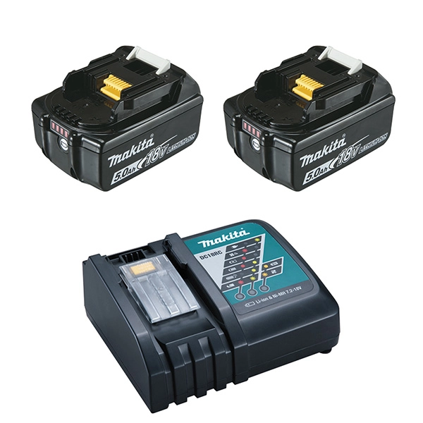 Pack MAKITA 2 batteries BL1850B + chargeur DC18RC - 197570-9