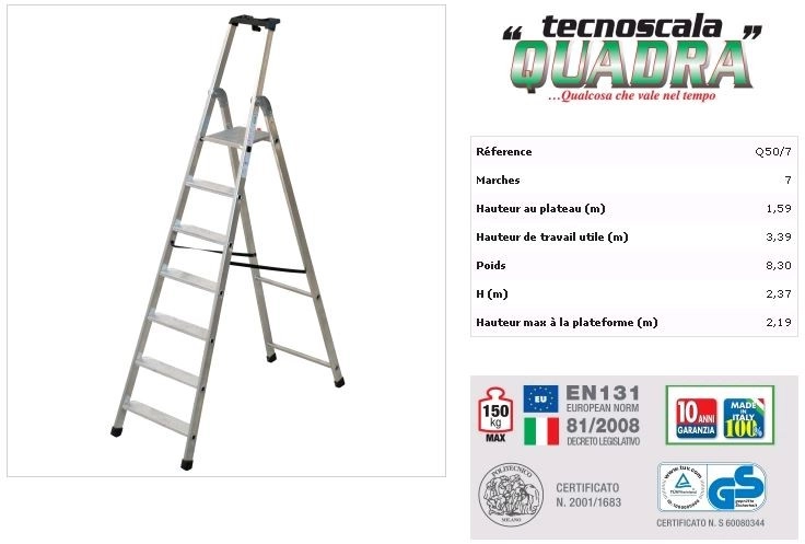 Marchepied alu Pro Quadra - 7 marches - Q50/7