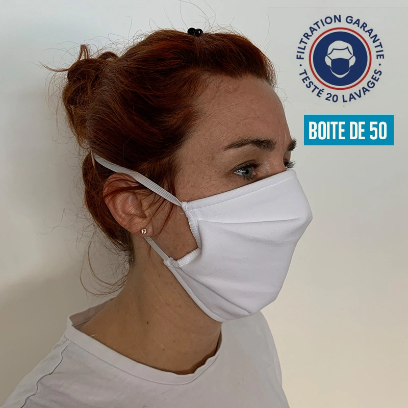 Masque tissu NEWIND - Fabrication française - Coloris blanc - UNS1 AFNOR DGA