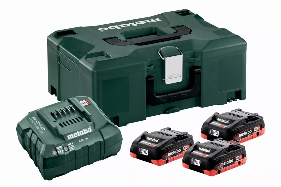 Pack énergie 18V - METABO - avec 3 Batteries 4,0 Ah LiHD - Chargeur ASC 55 - coffret MetaBox - 685133000