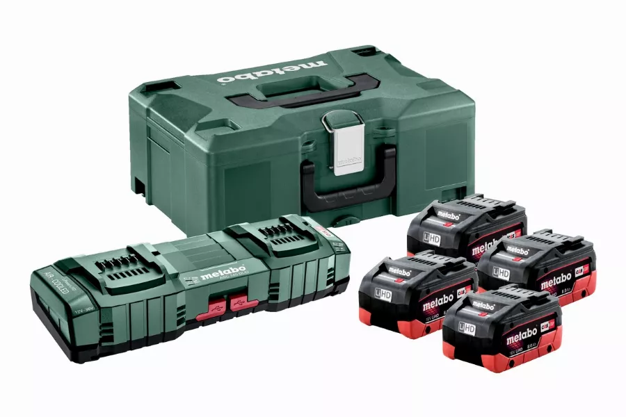 Pack énergie 18V METABO 4 Batt.8,0 Ah LiHD + Charg. ASC 145 duo + coffret MetaBox - 685135000