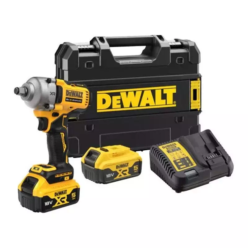 Boulonneuse à chocs 1/2" compacte XR 18V  brushless - DEWALT - avec 2 batteries 18V 5.0Ah - chargeur - coffret - DCF892P2T-QW