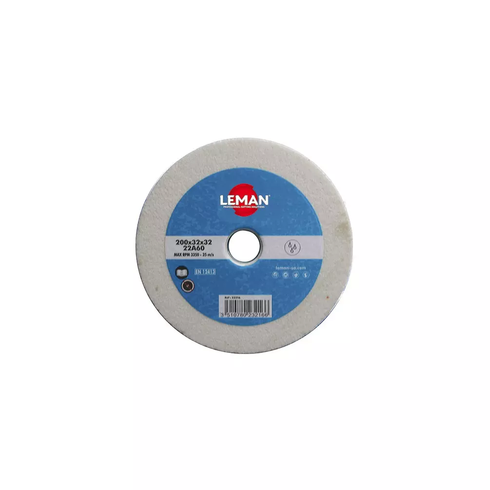 Meule vitrifiée blanche à eau D. 150 x Al. 32 x Ep. 20 mm Gr. 60 - LEMAN - 15016