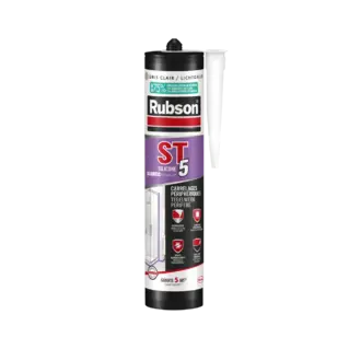 Mastic silicone RUBSON ST5 - Sanitaire multi-usage - Gris clair - Cartouche 300 ml - 2610575