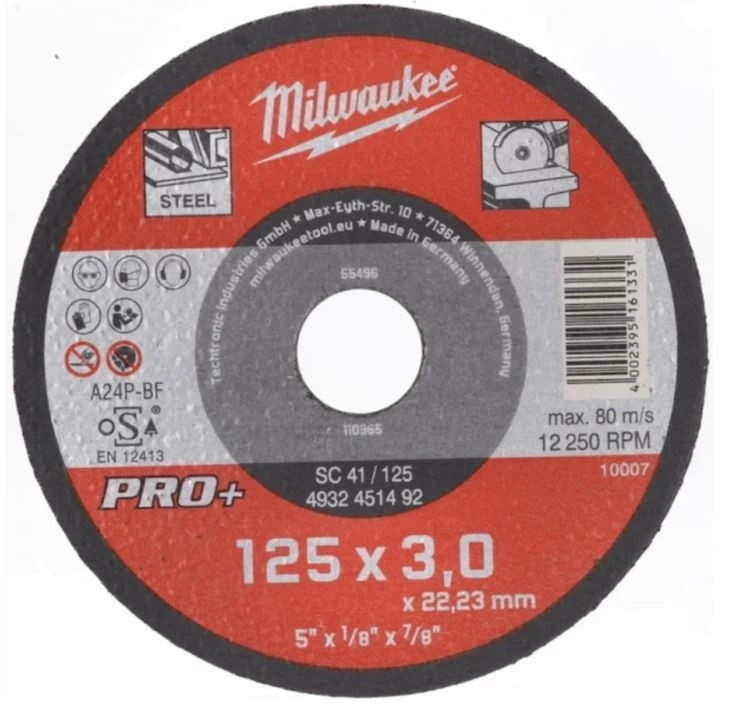 Disque à tronçonner Pro+ MILWAUKEE 125 mm - 4932451496