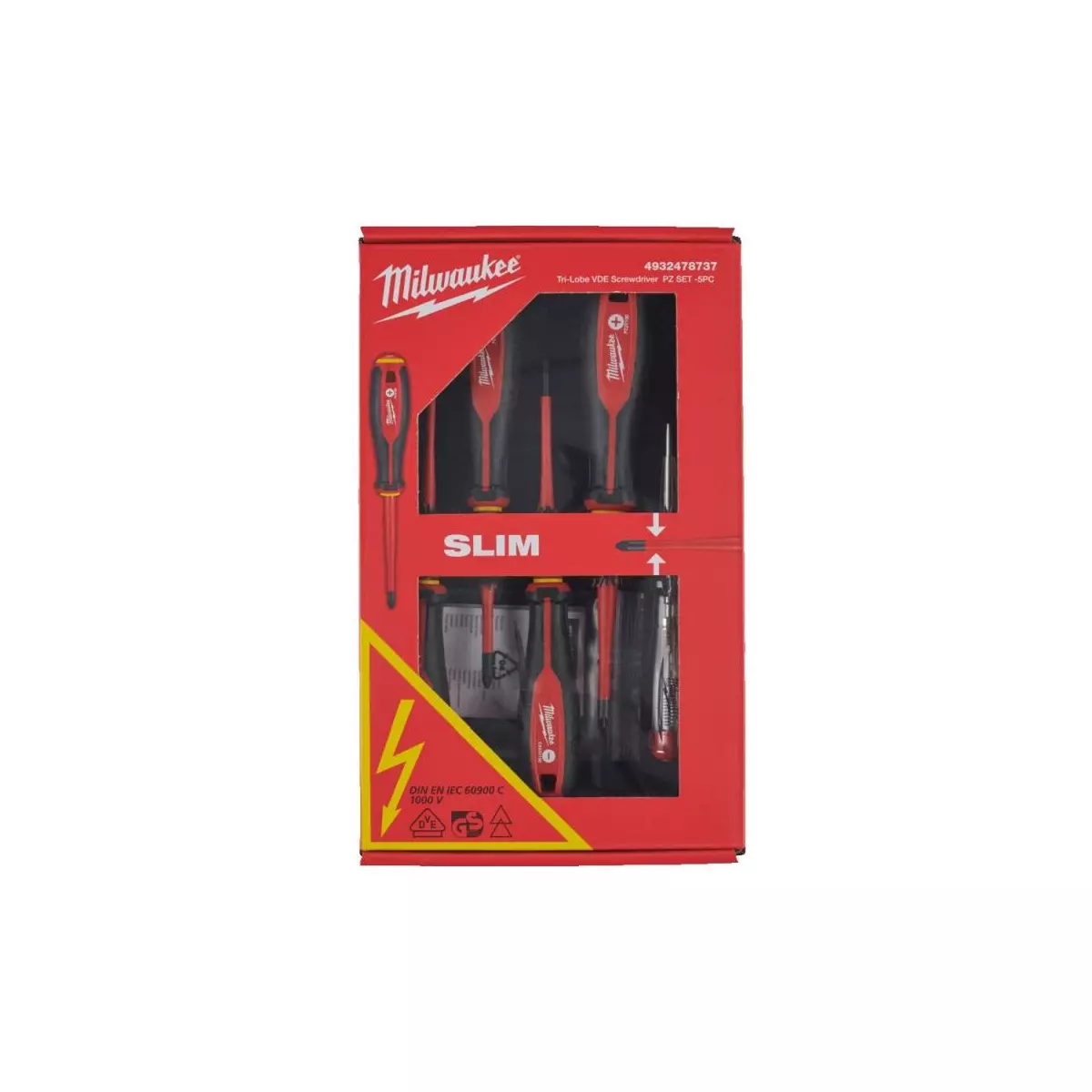 Lot de 5 tournevis Trilobe VDE isolé et sécurisé 1000V - MILWAUKEE - 4932478737