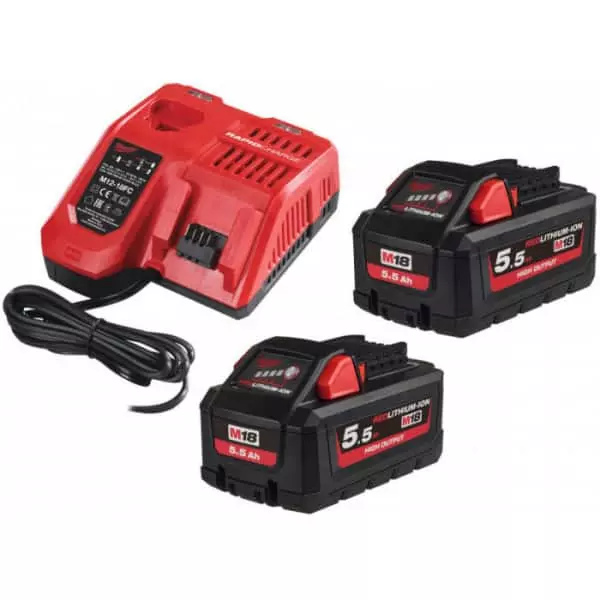 Kit 2 batteries 18V 5.5Ah + chargeur M18HNRG-552 - MILWAUKEE - 4933464713