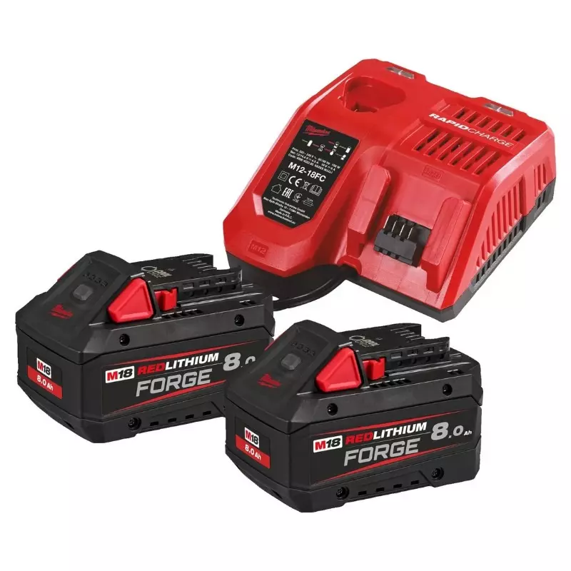 Pack M18 FORGE NRG-802 - 2 batteries 18V 8Ah Forge + chargeur - MILWAUKEE - 4933498612