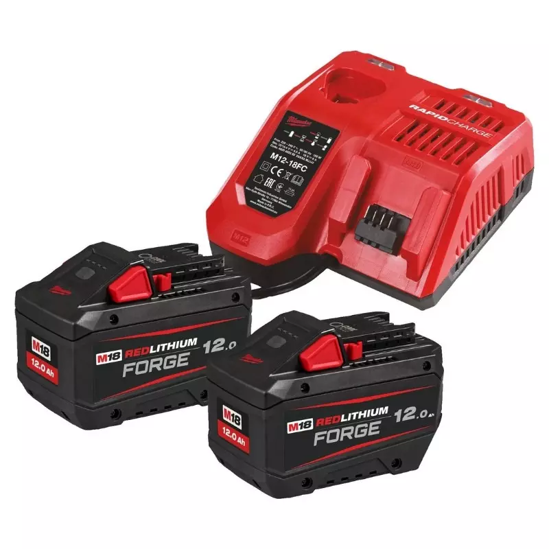 Pack NRG M18 FORGE, 2 batteries 18V 12,0 Ah Forge + chargeur rapide - MILWAUKEE - 4933498610