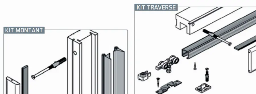 Montant Applisystem Ht. 2100 mm FIBROTUBI pour porte galandage - 92030004         