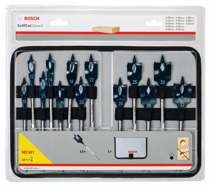 Trousse de mèches plates Expert BOSCH Self Cut Speed Ø10 à 32 mm - 2608900336