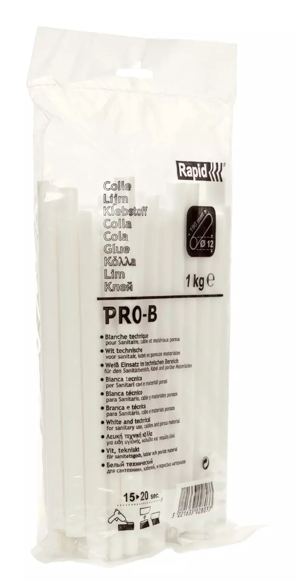 Bâtons de colle professionnelle haute performance Rapid PRO-B - Blanc - 1 Kg - Sachet - RAPID-ISABERG - 40302803