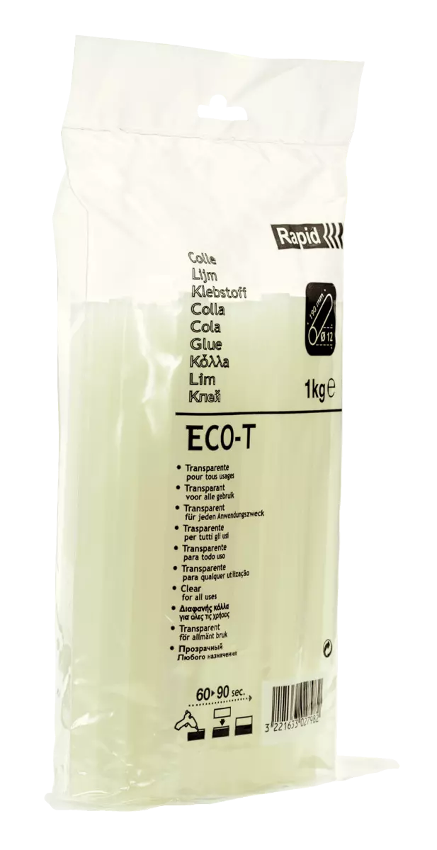 Bâtons de colle Rapid ECO-T - 12 mm - Transparent - 1 Kg - Sachet - RAPID-ISABERG - 40302798