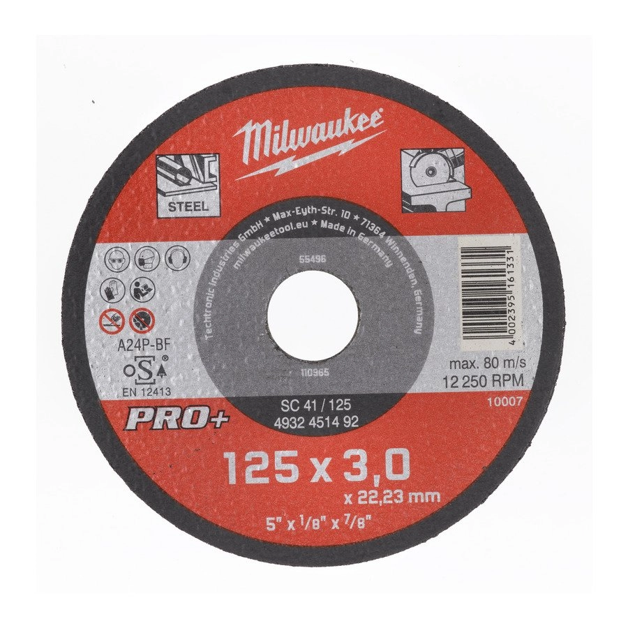 Disque à tronçonner MILWAUKEE Spécial métaux - Ø 125 mm - 4932451492