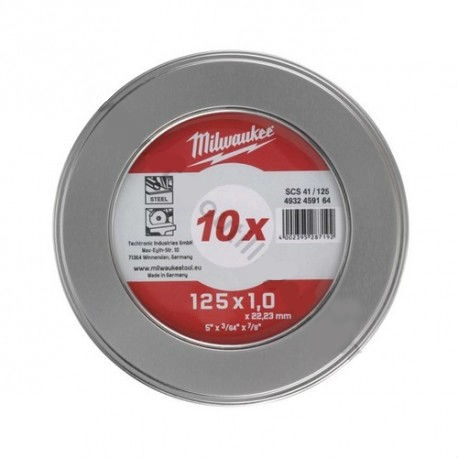 Boite de 10 disques à tronçonner MILWAUKEE - Ø 125 mm x 1.0 - 4932459164