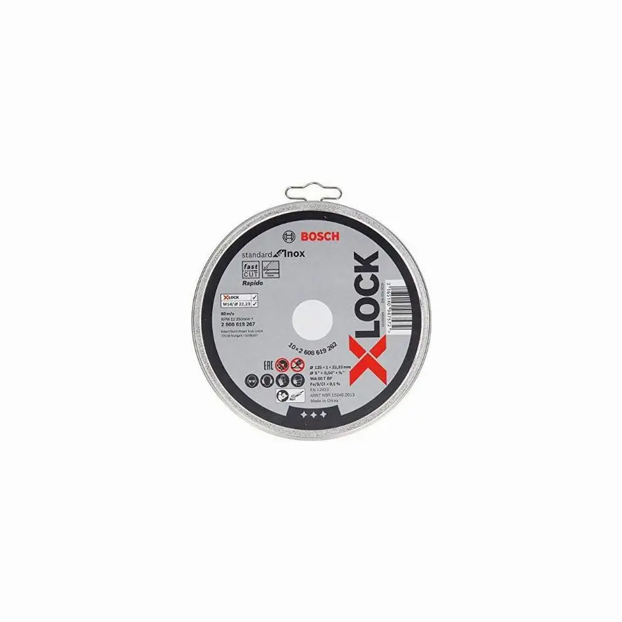 Disque Standard X-Lock Inox BOSCH 125x1 plat - Boîte de 10 - 2608619267