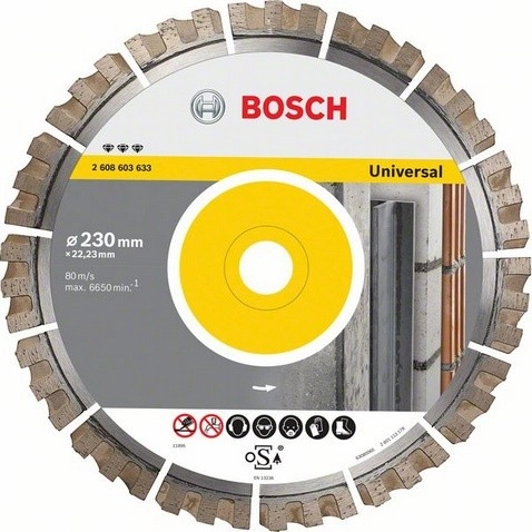 Disque à tronçonner diamanté BOSCH D BEST Universel Rapido 230X22.23 MM - 2608603633