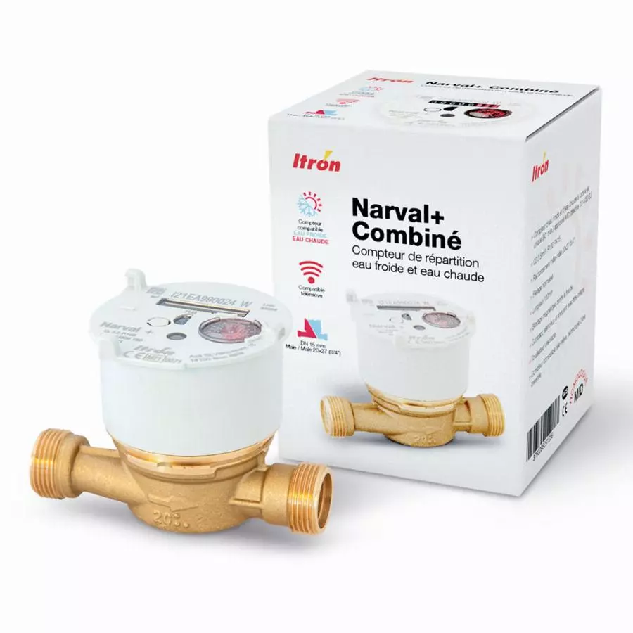 Compteur jet unique NARVAL+COMBINE EF/EC LG110-DN15-20x27 - ITRON FRANCE 