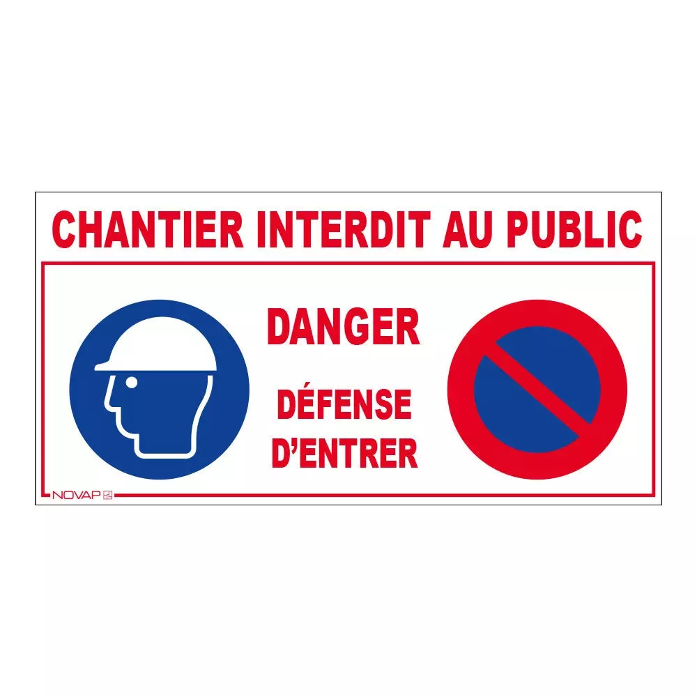 Panneau multi information pour chantier - 800 x 400 mm - NOVAP - 3000061