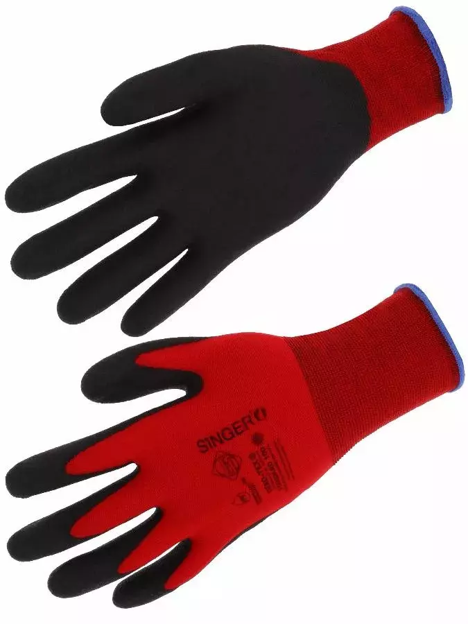 Gants polyamide Rouge - SINGER - NYMR15CFTN